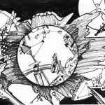 "A Failure of Timing Rather Than Intent", pen and ink, ©2008 Aaron I. Spielman